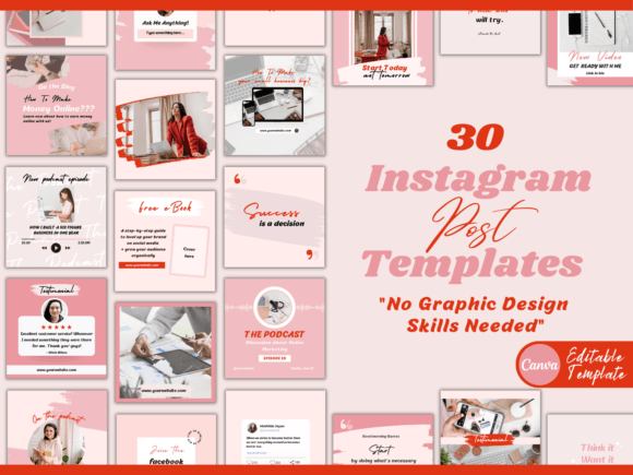Download Instagram Post Templates-pink &amp; Red - Pink Collection