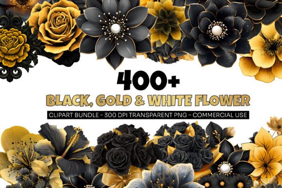 Download 421 Golden Flower Clipart Bundle Png - Art Collection
