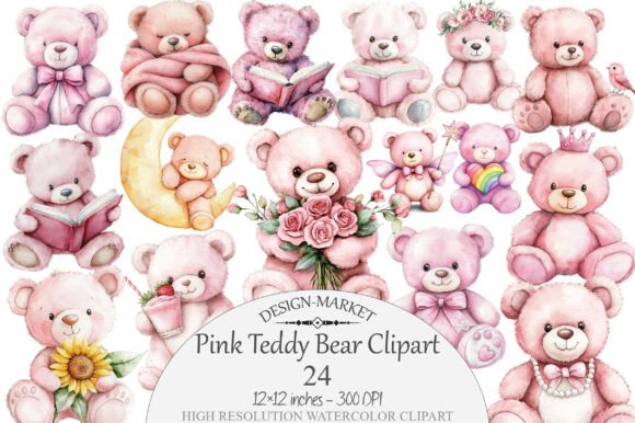 Download Watercolor Pink Teddy Bear Clipart - Art Collection