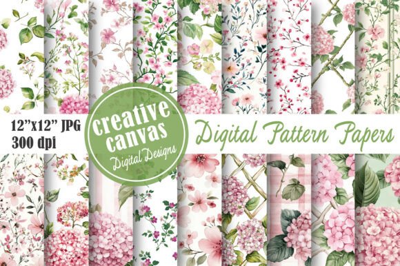 Download Pink Hydrangea &amp; Cherry Blossom Seamless - Pink Collection