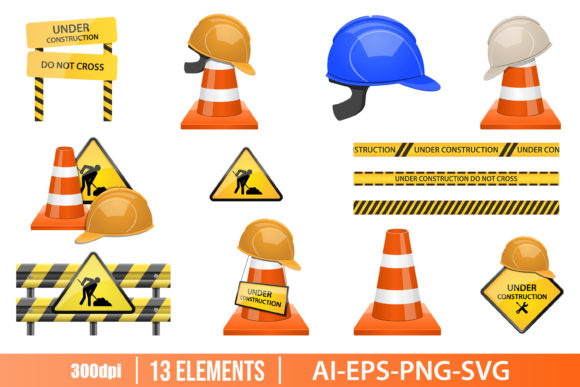 Download Under Construction Zone Clipart Set - Art Collection
