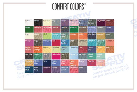 Download Color Chart Comfort Colors 1717 Shirt - Art Collection