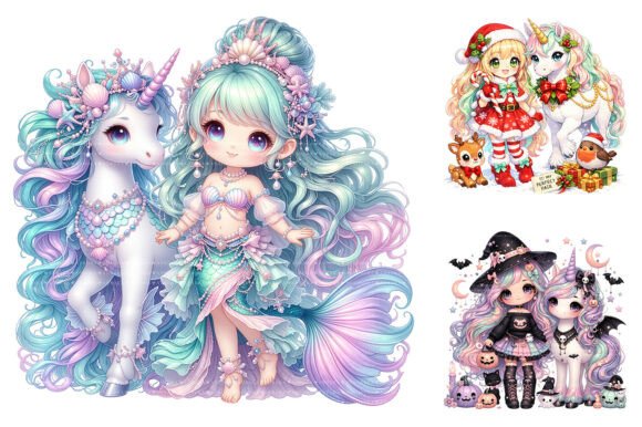 Download Cute Chibi Girl Unicorn Seasonal Clipart - Art Collection