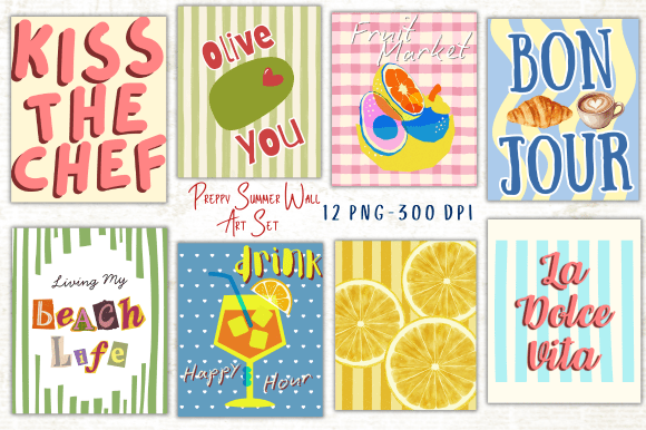 Download Preppy Summer Wall Art Set - Art Collection