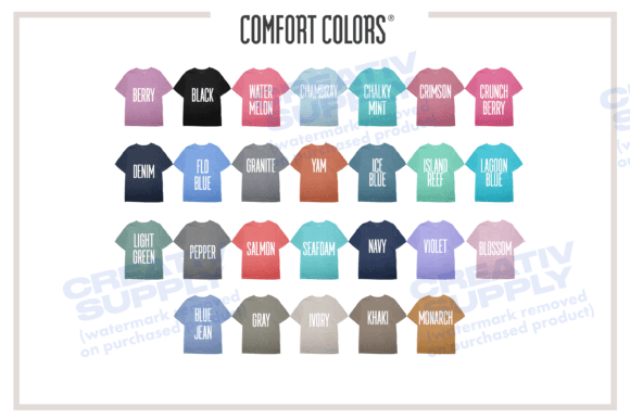 Download Color Chart Comfort Colors 1717 Shirts - Art Collection