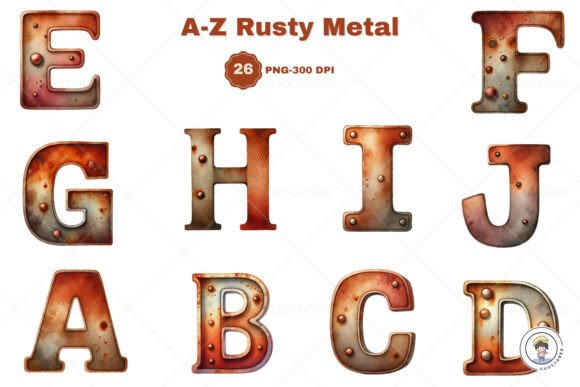 Download Watercolor Rusty Metal Alphabet Clipart - Art Collection