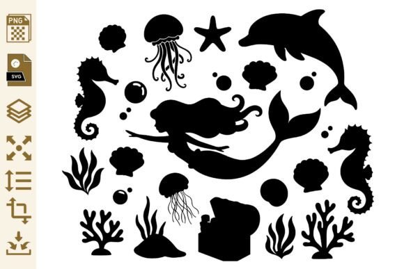 Download Mermaid Silhouette Clipart PNG &amp; SVG - Art Collection