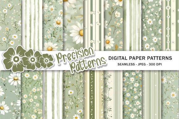 Download Cottagecore Sage Green Daisy Paper - Sage Collection