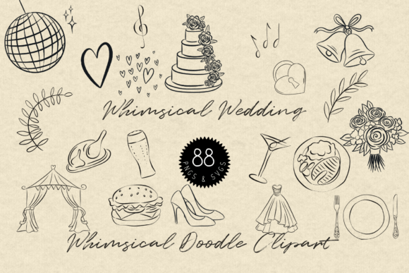 Download Whimsical Wedding Doodle Clipart - Art Collection