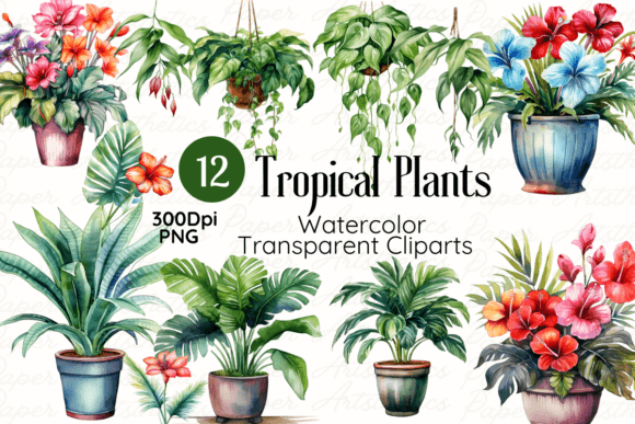 Download Watercolor Tropical Plants Cliparts - Art Collection