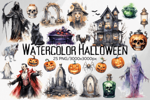 Download Watercolor Halloween Spooky Clipart - Art Collection